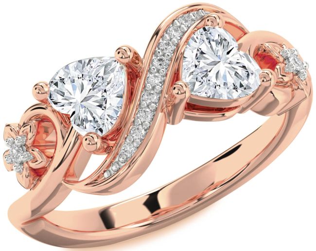 Diamond Rose Gold Infinity Two Heart Ring