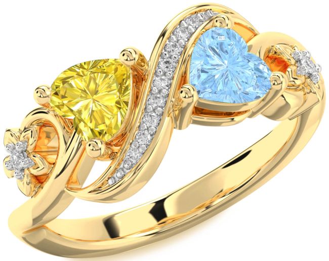 Diamond Gold Silver Infinity Two Heart Promise Ring