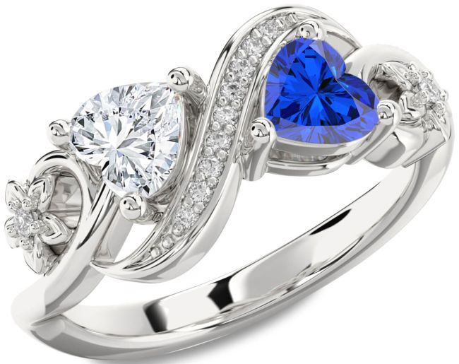 Diamond Silver Infinity Two Heart Promise Ring