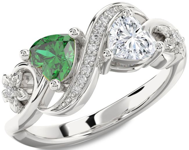 Diamond Silver Infinity Two Heart Promise Ring