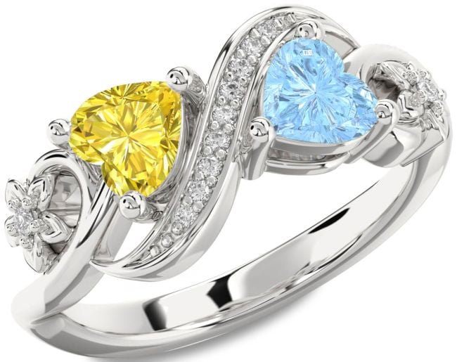 Diamond Platinum Infinity Two Heart Promise Ring