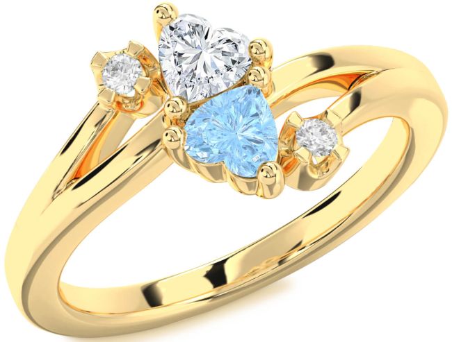 Diamond Gold Two Heart Promise Ring