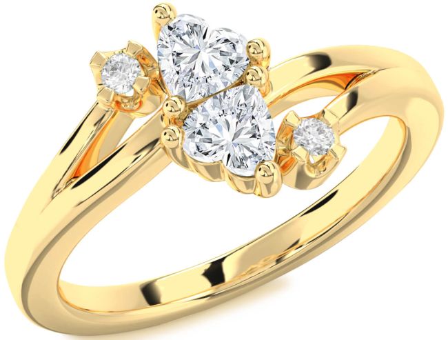 Diamond Gold Two Heart Ring