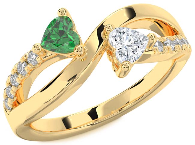Diamond Gold Two Heart Promise Ring