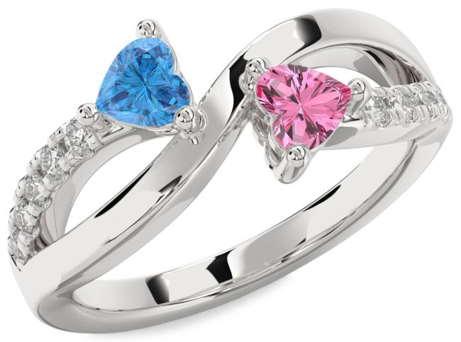 Diamond Platinum Two Heart Promise Ring