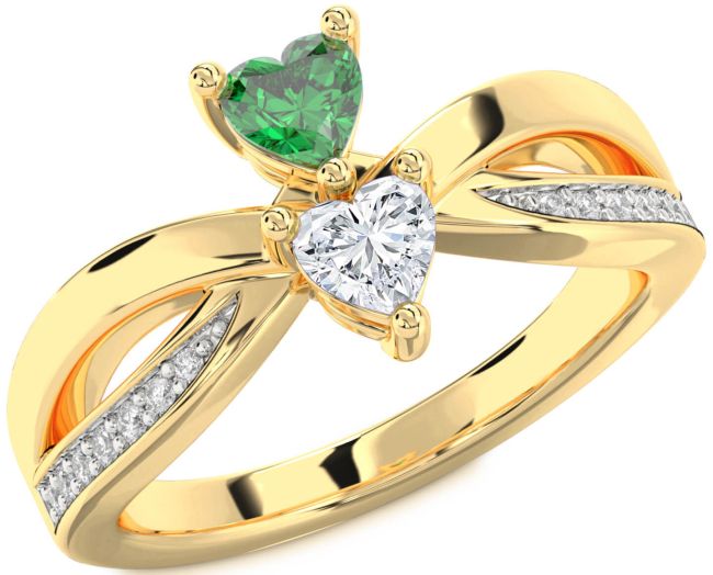 Diamond Gold Two Heart Promise Ring