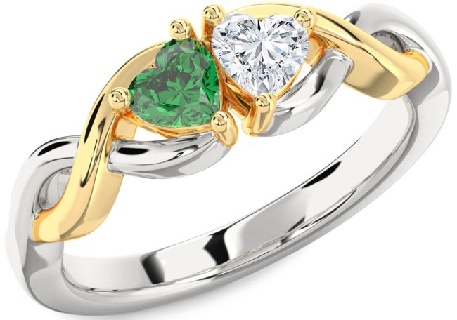 Gold Silver Infinity Two Heart Promise Ring