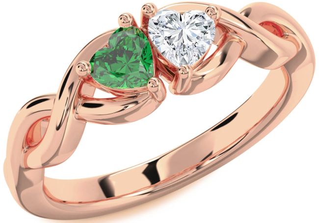 Rose Gold Infinity Two Heart Promise Ring