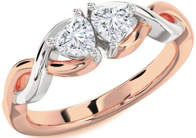 Diamond Platinum & Rose Gold Infinity Two Heart Ring
