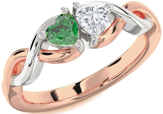 Rose Gold Silver Infinity Two Heart Promise Ring