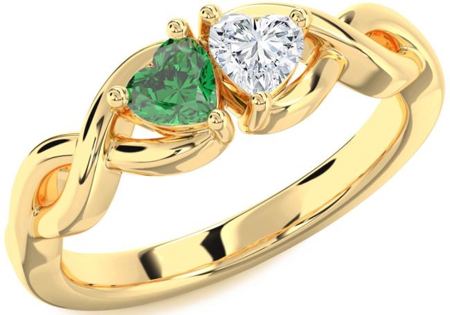 Gold Infinity Two Heart Promise Ring