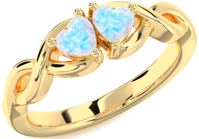Moonstone Gold Infinity Two Heart Ring