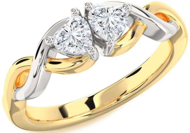 Diamond Platinum & Yellow Gold Infinity Two Heart Ring