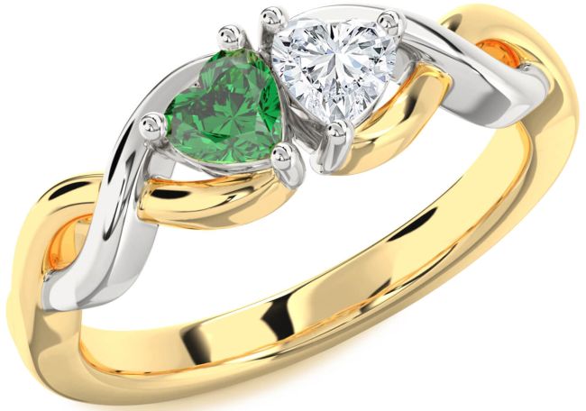 Gold Silver Infinity Two Heart Promise Ring