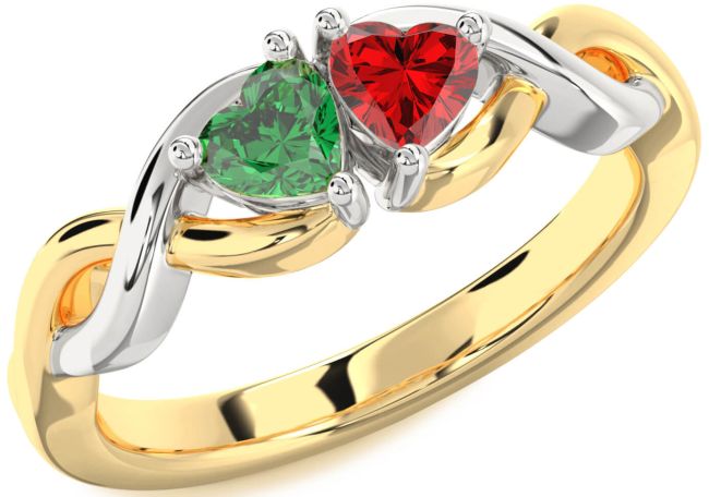 Platinum & Yellow Gold Infinity Two Heart Promise Ring