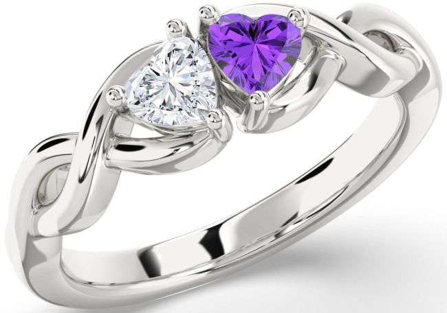 Silver Infinity Two Heart Promise Ring