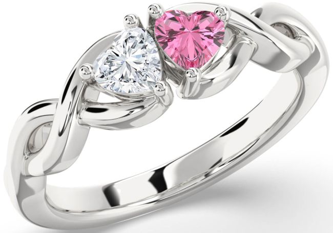 Silver Infinity Two Heart Promise Ring