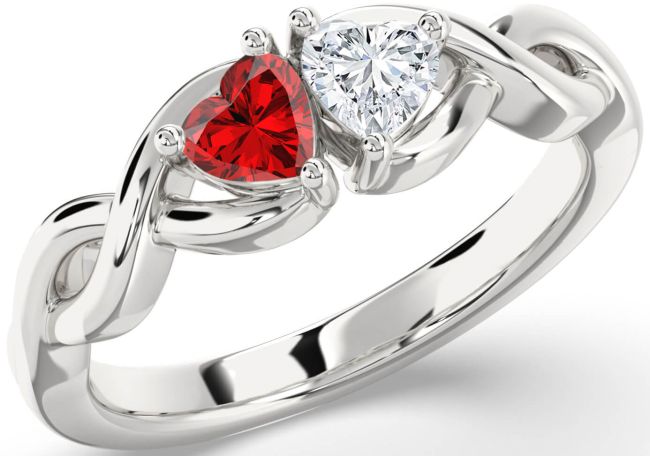 Silver Infinity Two Heart Promise Ring
