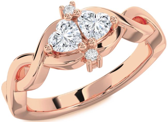 Diamond Rose Gold Infinity Two Heart Ring