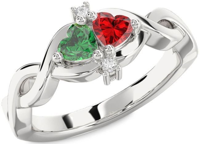 Diamond Silver Infinity Two Heart Promise Ring