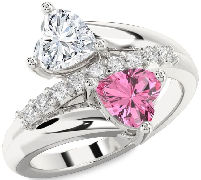 Diamond White Gold Two Heart Promise Ring