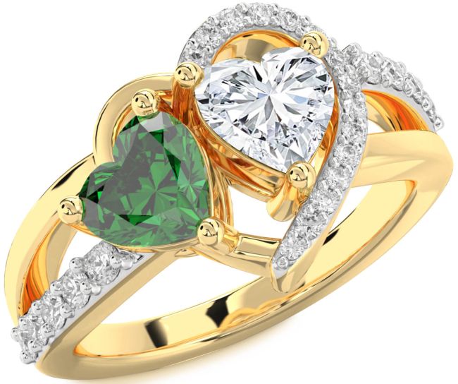 Diamond Gold Two Heart Promise Ring