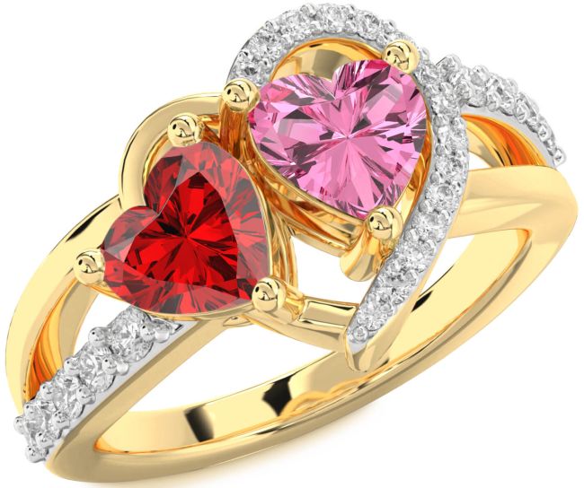 Diamond Gold Two Heart Promise Ring