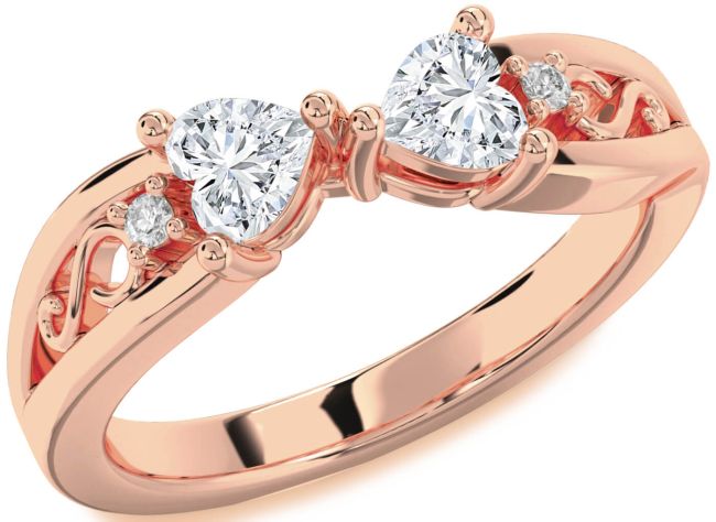 Diamond Rose Gold Infinity Two Heart Ring