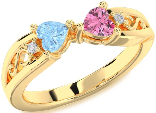 Diamond Gold Silver Infinity Two Heart Promise Ring