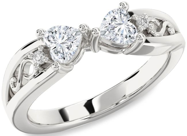 Diamond White Gold Infinity Two Heart Ring