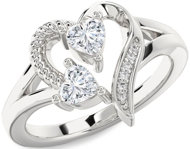 Diamond White Gold Two Heart Ring