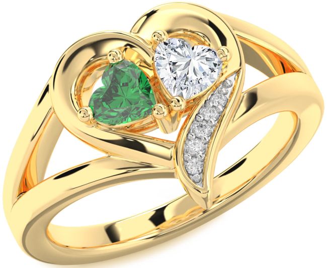 Diamond Gold Two Heart Promise Ring