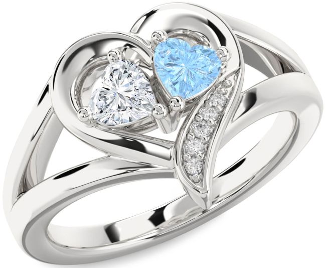 Diamond Platinum Two Heart Promise Ring