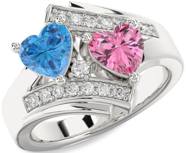 Diamond White Gold Two Heart Promise Ring