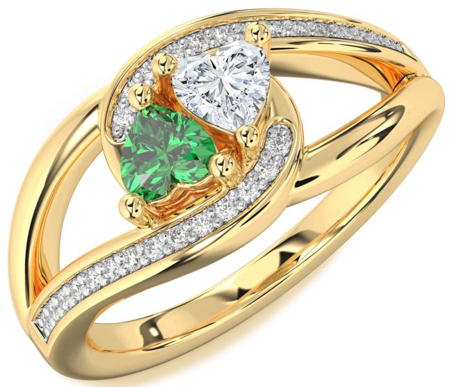 Diamond Gold Two Heart Promise Ring