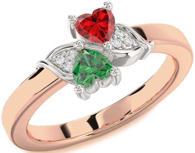 Diamond Platinum & Rose Gold Two Heart Promise Ring
