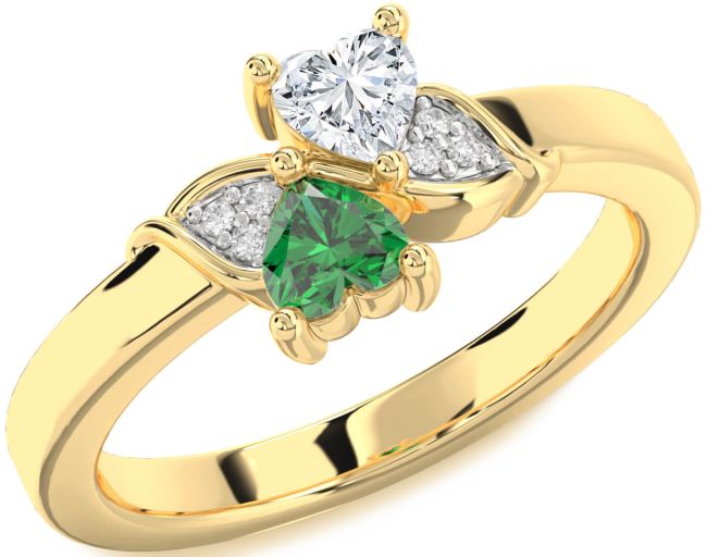 Diamond Gold Two Heart Promise Ring