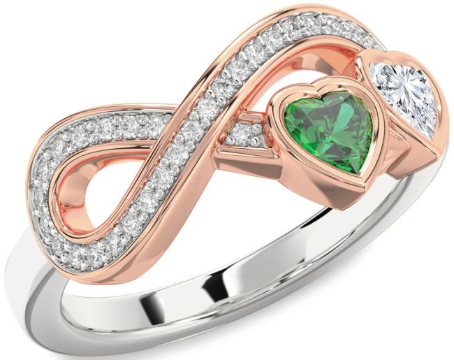 Diamond White Rose Gold Infinity Two Heart Promise Ring