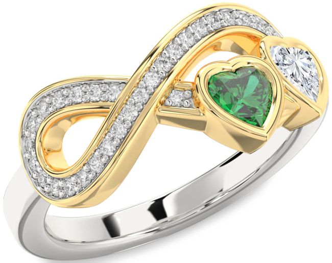 Diamond Gold Silver Infinity Two Heart Promise Ring