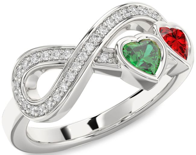 Diamond Silver Infinity Two Heart Promise Ring