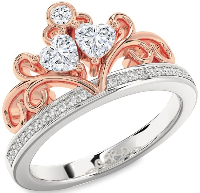 Diamond Platinum & Rose Gold Two Heart Ring