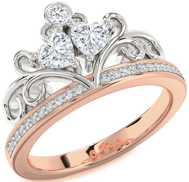 Diamond Platinum & Rose Gold Two Heart Ring