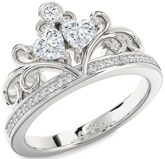 Diamond Platinum Two Heart Ring