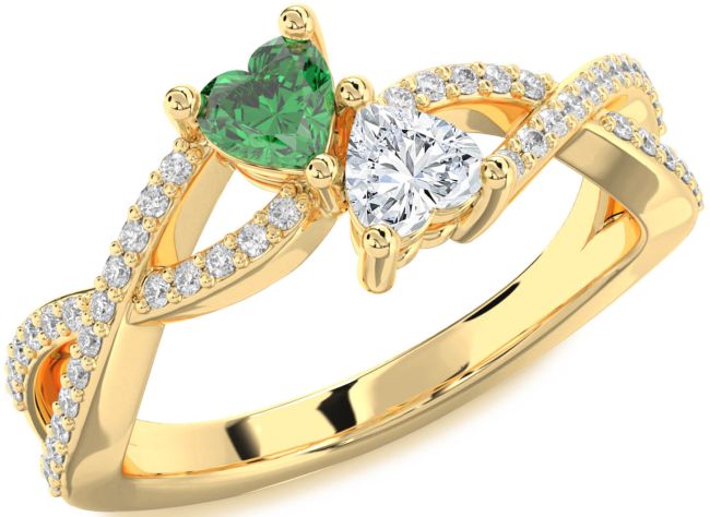 Diamond Gold Infinity Two Heart Promise Ring