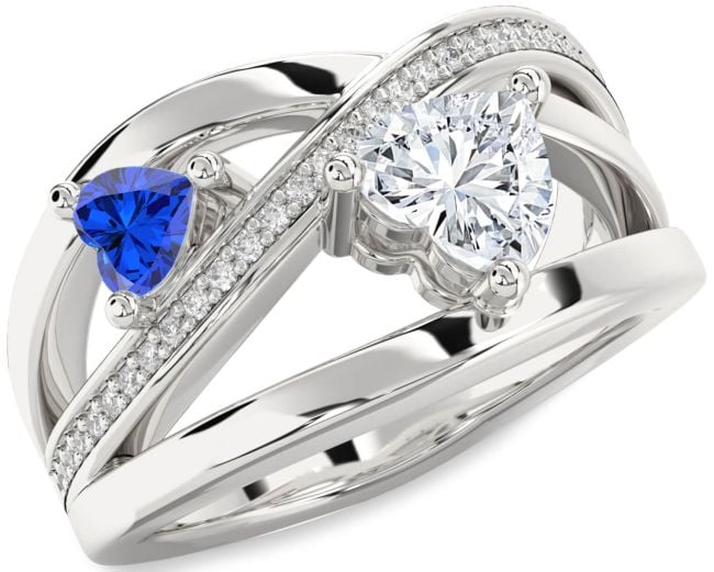 Diamond White Gold Two Heart Promise Ring
