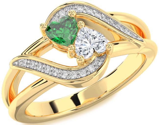 Diamond Gold Two Heart Promise Ring