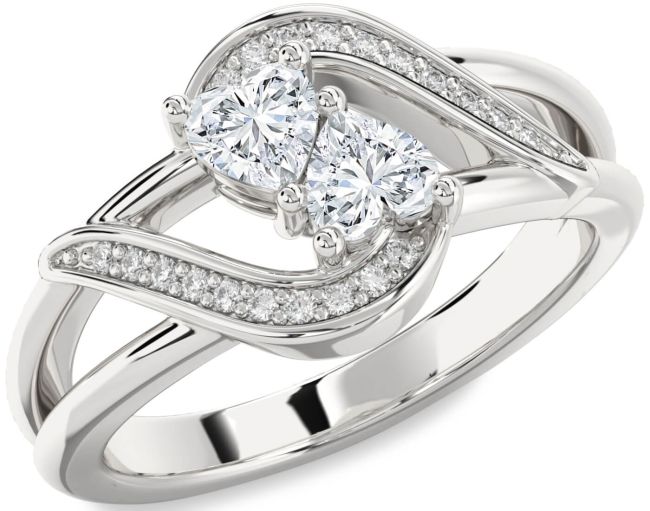 Diamond White Gold Two Heart Ring
