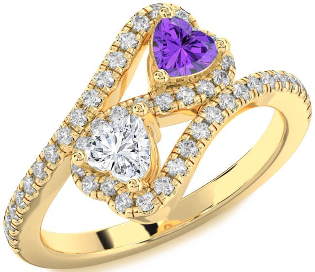 Diamond Gold Infinity Two Heart Promise Ring