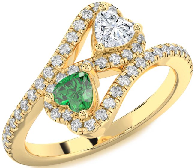 Diamond Gold Silver Infinity Two Heart Promise Ring