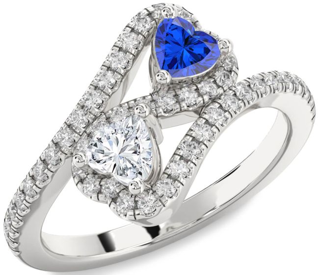 Diamond Silver Infinity Two Heart Promise Ring